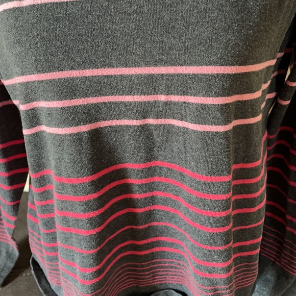 TALBOTS WOMAN Gray Striped Sweater Size 14 - Picture 2 of 6